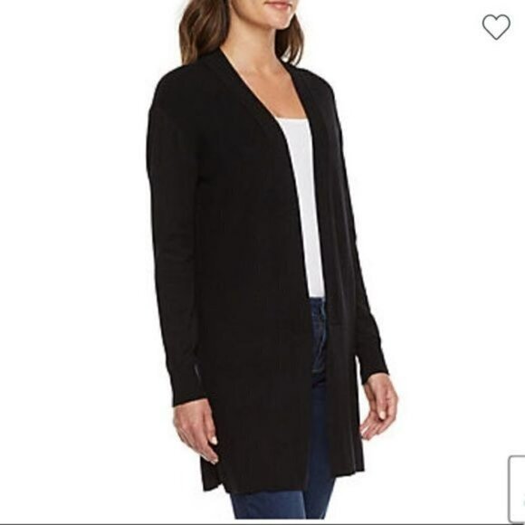Worthington womens size petite medium black open front cardigan - Picture 10 of 10